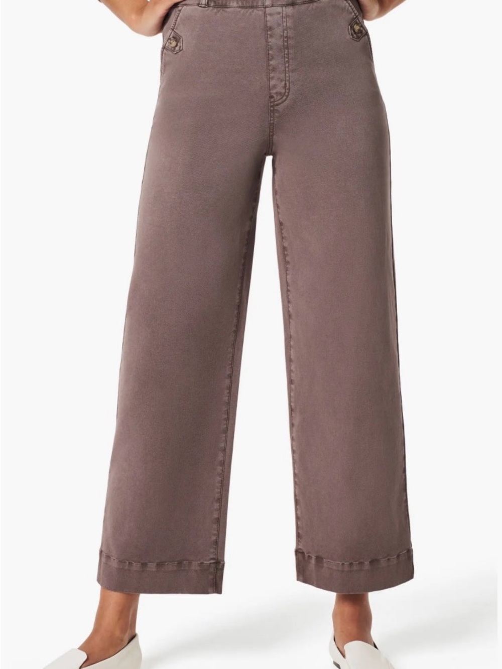 SPANX Wide-Leg Cropped Jeans in Taupe